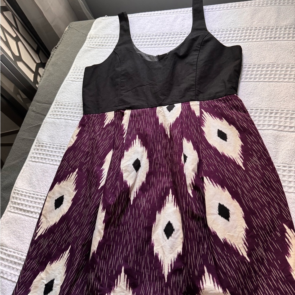 H&M Black and Purple Midi Sundress Sleeveless Scoop Neck